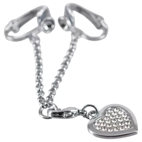 Intim juweel - hartvormig - met strass steentjes - zilver