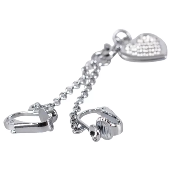 Intim juweel - hartvormig - met strass steentjes - zilver