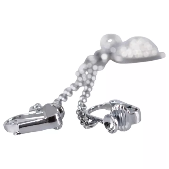 Intim juweel - hartvormig - met strass steentjes - zilver