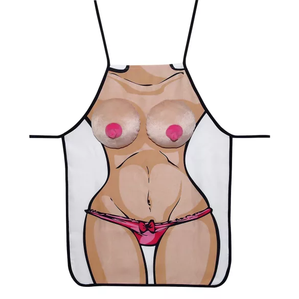 Erotisch cadeau keukenschort (met pluchen borsten)