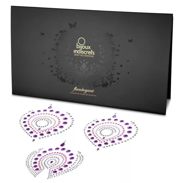 Set intieme sieraden met glinsterende diamanten - 3-delig (roze-paars)