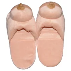 Pluche pantoffels naturel - borstvormig (maat 42-44)