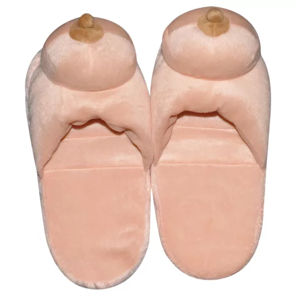Pluche pantoffels naturel - borstvormig (maat 42-44)