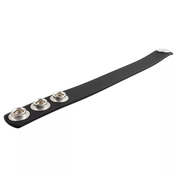 Pulselock Forge - verstelbare siliconen penisring met drukknoop (zwart) - 200 mm