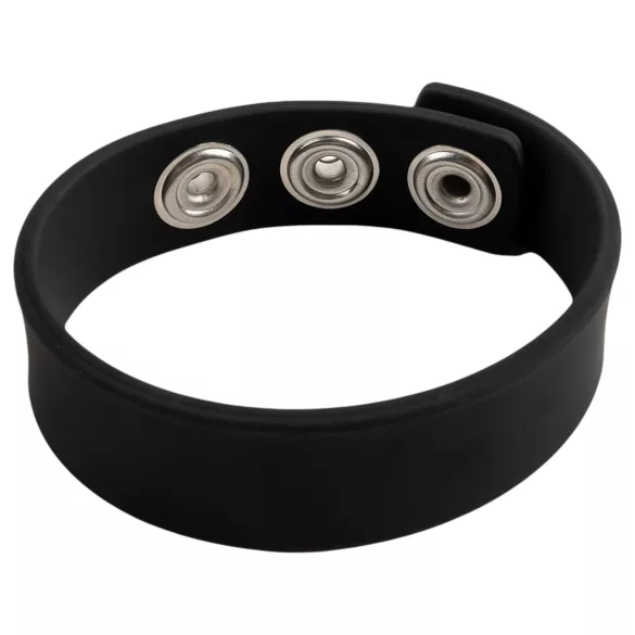 Pulselock Forge - verstelbare siliconen penisring met drukknoop (zwart) - 200 mm