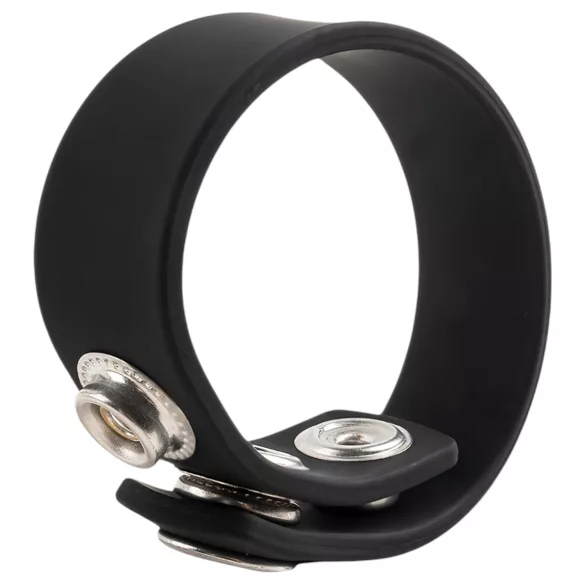 Pulselock Forge - verstelbare siliconen penisring met drukknoop (zwart) - 200 mm