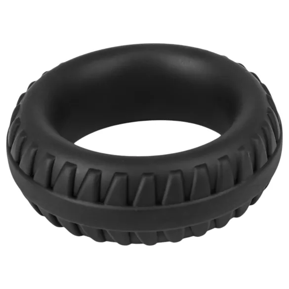 Pulselock Forge - siliconen penisring met bandenprofiel (zwart) - 35 mm