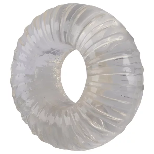 Pulselock Cocktura - geribbelde TPE-penisring (transparant) - 19 mm