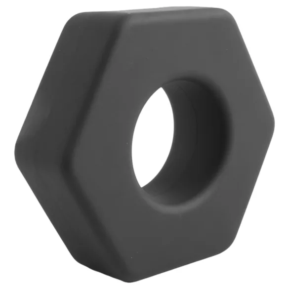 Pulselock Forge - siliconen penisring in de vorm van een moer (zwart) - 22 mm