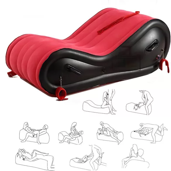 Desirel Magic Pillow - Opblaasbaar BDSM‑seksspeeltje / seksmeubel - met boeien (rood)
