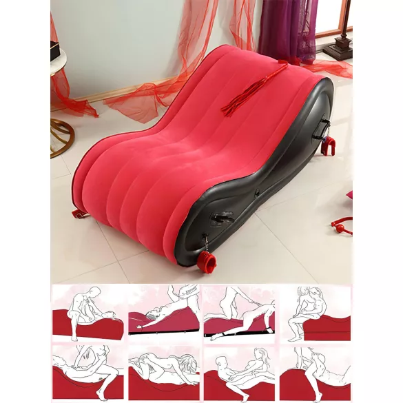 Desirel Magic Pillow - Opblaasbaar BDSM‑seksspeeltje / seksmeubel - met boeien (rood)