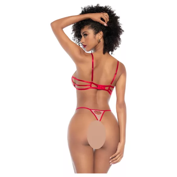 Mapalé - 3-delig beha set met uitsnijdingen (rood-naturel) - (S/M)