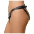 ZADO - zwarte leren slip met harnas voor opzetdildo BDSM (S-L)