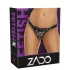 ZADO - zwarte leren slip met harnas voor opzetdildo BDSM (S-L)