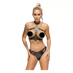ZADO - leren set met strap-on slipje (zwart) - L/XL