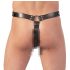 ZADO - Leren string met dildo en 3 penisringen