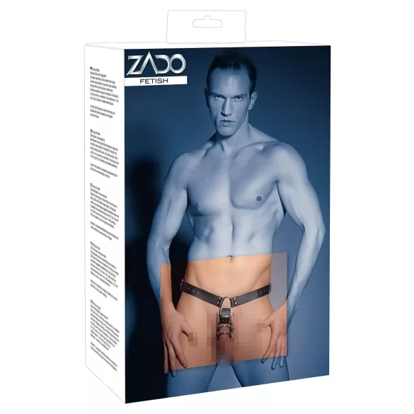 ZADO - leren string met dildo en 3 penisringen - L/XL
