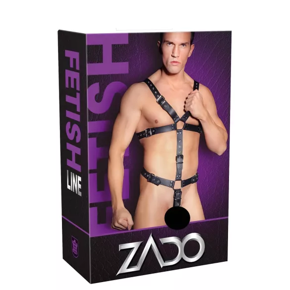 ZADO - zwarte leren heren bodyharnas (S-L)