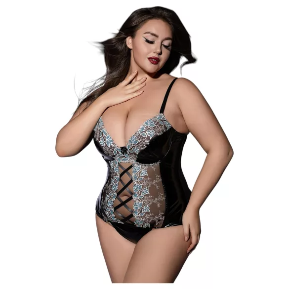 JSY 062 - zwart veters lingerie set (XL-2XL)