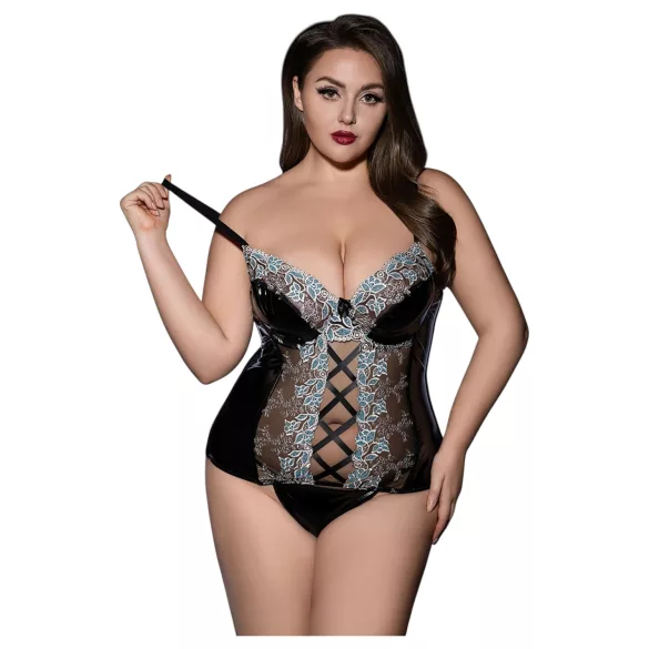 JSY 062 - zwart veters lingerie set (XL-2XL)