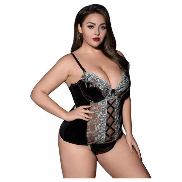 JSY 062 - zwart veters lingerie set (XL-2XL)