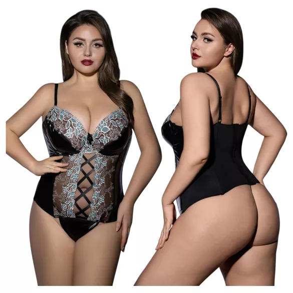 JSY 062 - zwart veters lingerie set (XL-2XL)