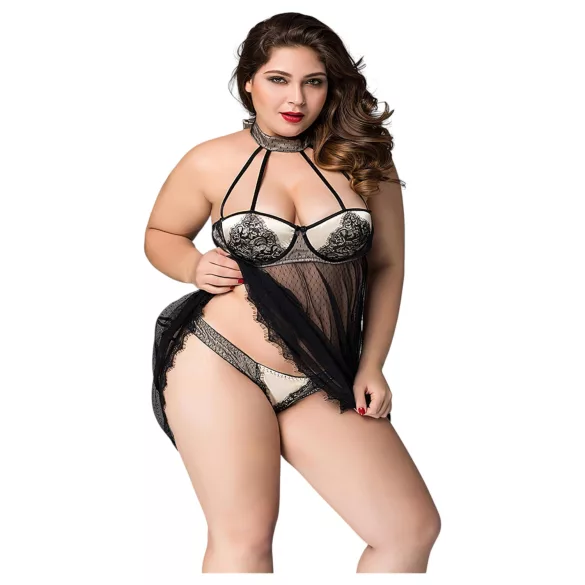 JSY 066 - zwarte babydollset (XL-2XL)