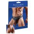 Glanzende mannenstring met transparant inzetstuk (zwart)