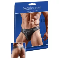   Svenjoyment - Glanzende herenstring met transparant inzetstuk (zwart) - L