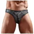 Svenjoyment - Glanzende herenstring met transparant inzetstuk (zwart) - XL