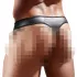 Svenjoyment - Glanzende herenstring met transparant inzetstuk (zwart) - XL