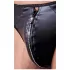 Svenjoyment - heren string - glanzend met strass en rits - zwart - M