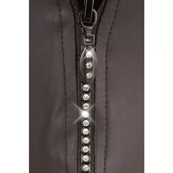 Svenjoyment - heren string - glanzend met strass en rits - zwart - L