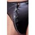 Svenjoyment - Glanzende Heren String met Strass en Rits (Zwart) - 2XL