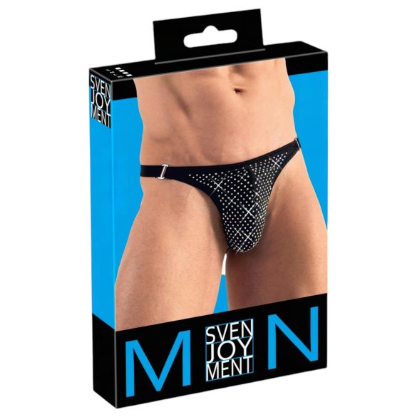 Svenjoyment - herenstring met strasssteentjes (zwart)