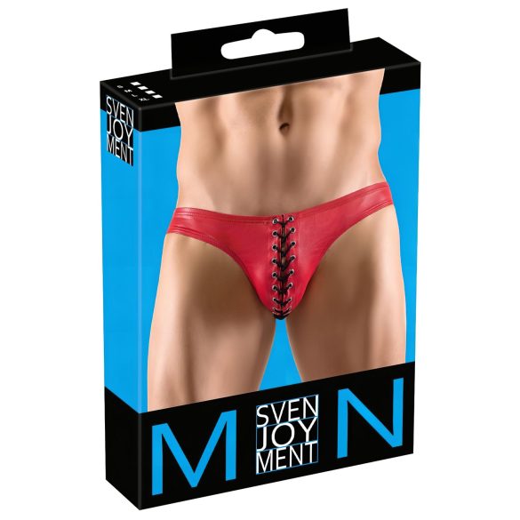 Svenjoyment - Zwarte herenstring met rode vetersluiting - L