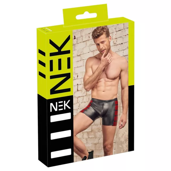 NEK - herenboxer met rits - rood inzetstuk - zwart - M