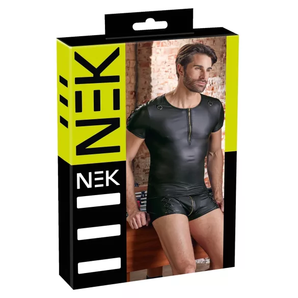 NEK - mat-zwart heren T-shirt met korte mouwen - XL