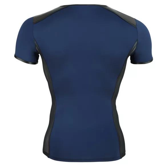 NEK - heren top - vetersluiting en netstof inzet - zwart/blauw - L