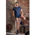 NEK - heren top - vetersluiting en netstof inzet - zwart/blauw - L