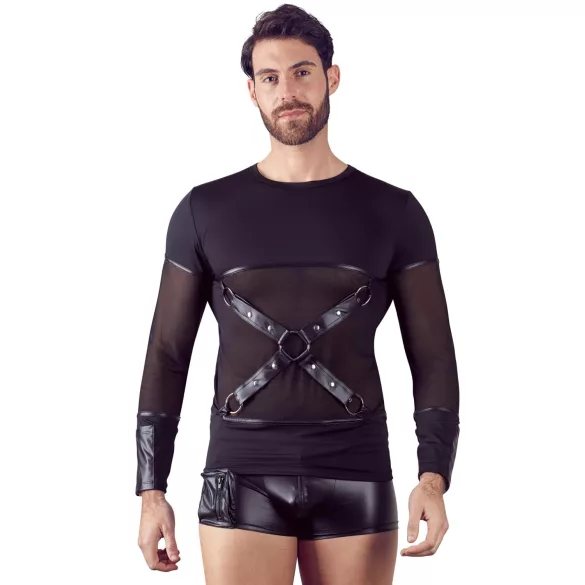 NEK - Kruisband Lange Mouwen Mannen Top (Zwart) - L