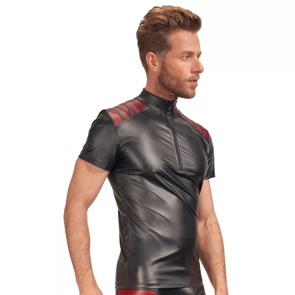 NEK - heren top met rits en rode inzet - zwart - M