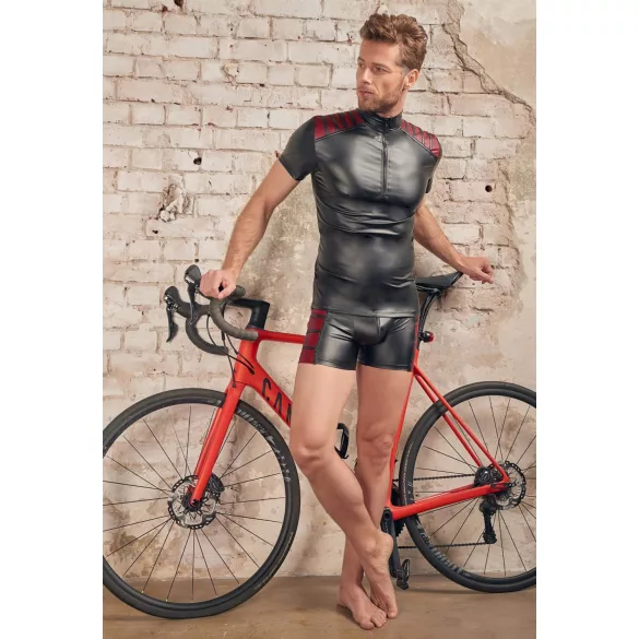 NEK - heren top met rits en rode inzet - zwart - M