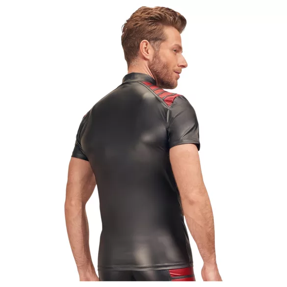 NEK - heren top met rits en rode inzet - zwart - M