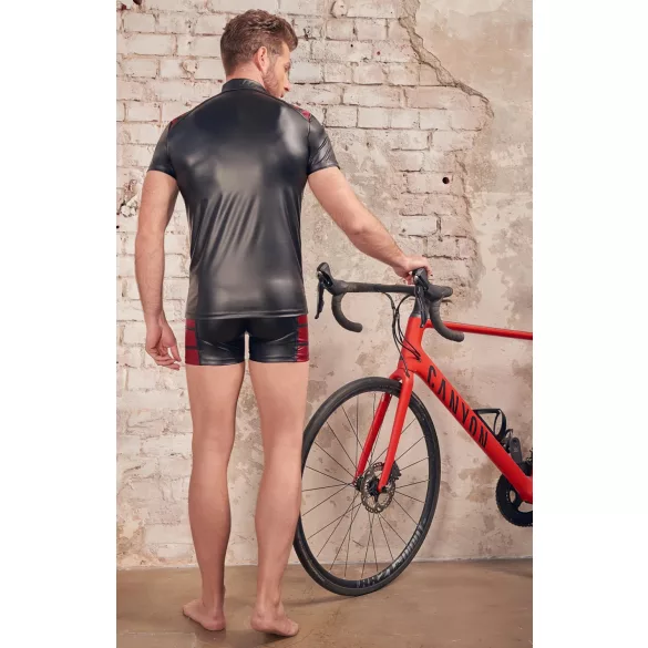 NEK - heren top met rits en rode inzet - zwart - M