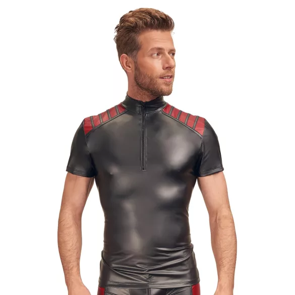 NEK - heren top met rits en rode inzet - zwart - L