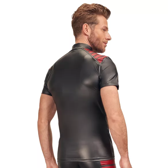 NEK - heren top met rits en rode inzet - zwart - L