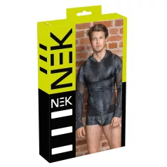NEK - slangenhuidprint, capuchon heren top (zwart)