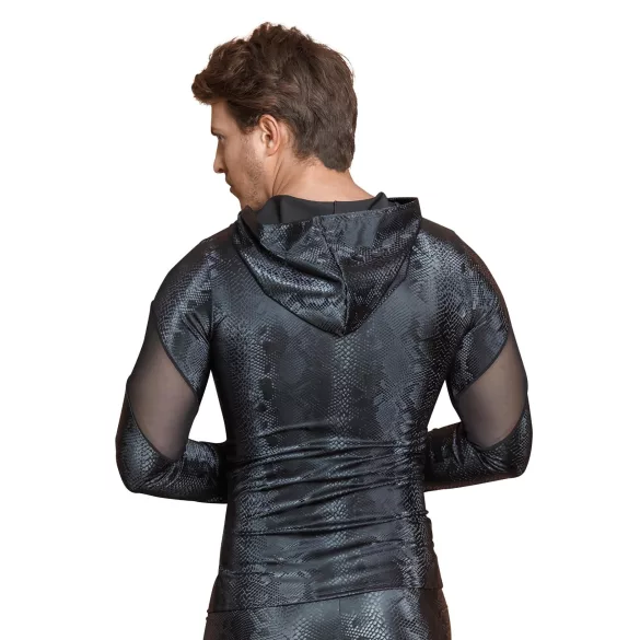 NEK - slangenhuidprint, capuchon heren top (zwart)
