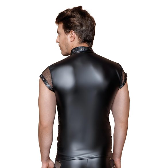 NEK - seksy heren top met studs en netdetails (zwart)